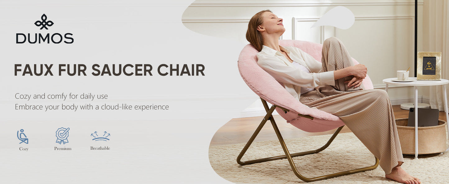 Comfy Saucer Chairs Cozy Faux Fur Soft Lounge Cute Folding Bedroom Living Room Seat Flexible Reading Foldable Seating for Kids Adults Thick Padded Metal Frame Modern for Home Office Pink https://www.amazon.com/dp/B0DNHT6N4D