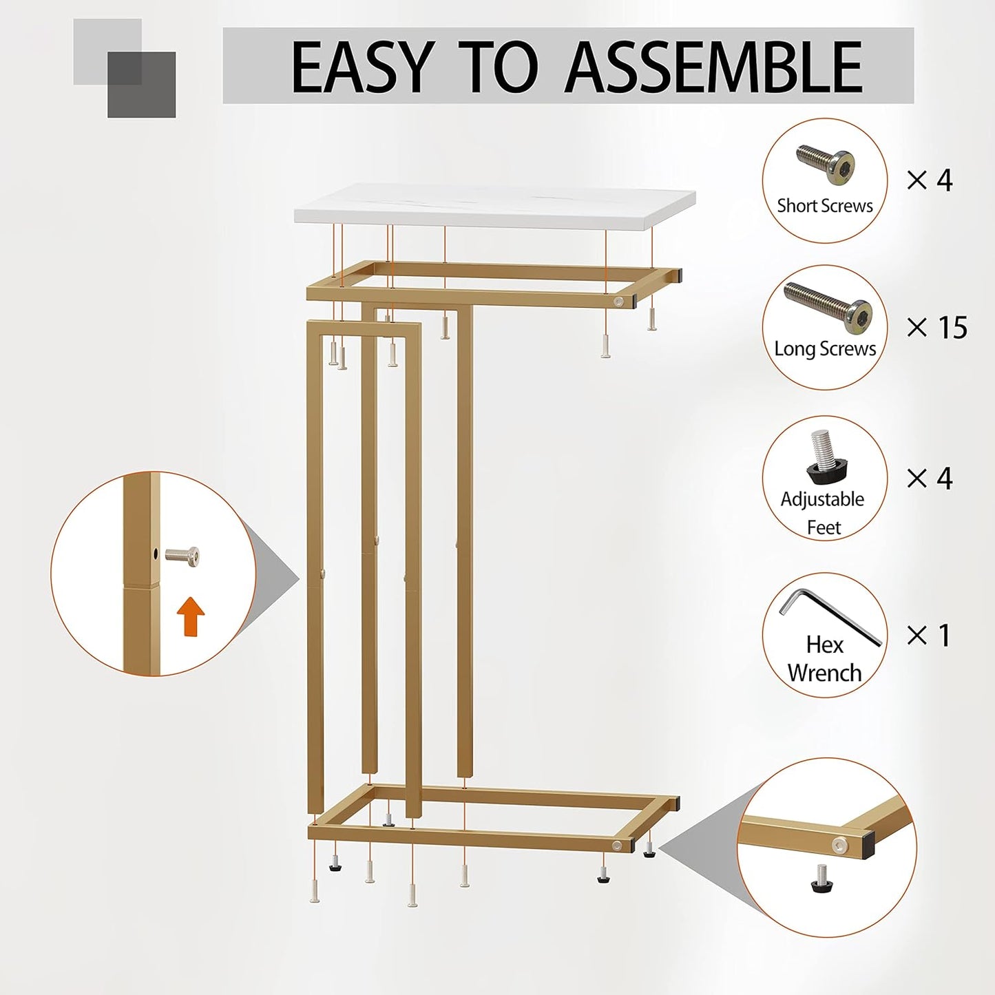 Function Home C Shaped End Table, Small Side Tables for Sofa Bed, Couch Tables That Slide Under, Drink Snack Table for Living Room Bedroom Small Space, White Wood Top and Gold Metal Frame https://www.amazon.com/dp/B0BNFMGQQ1