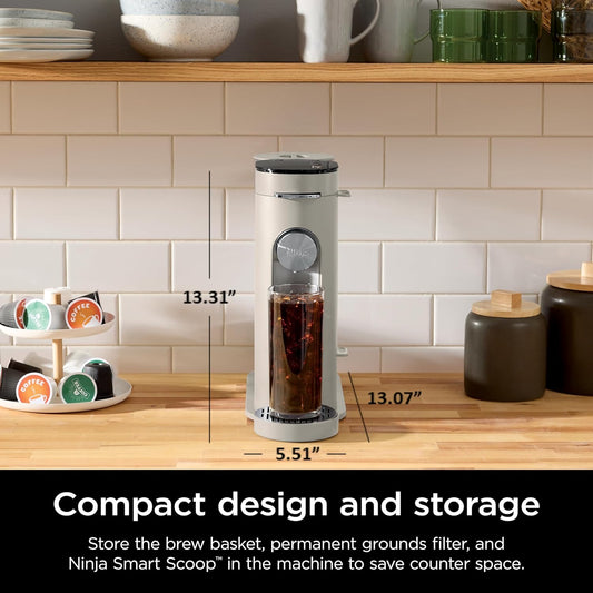 Single-Serve Coffee Maker, K-Cup Pod Compatible, Brews Grounds, Compact Design, 56-oz. Reservoir, 6-oz. Cup to 24-oz. Travel Mug Brew Sizes, Iced Coffee Maker, Stone, PB041ST https://www.amazon.com/dp/B0C29LZNLD