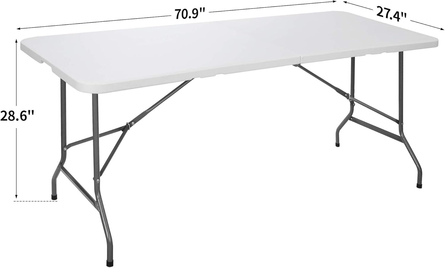 6FT Folding Table for Indoor Outdoor, Portable Heavy Duty Fold-in-Half Plastic Dining Picnic Party Camping Table with Carrying Handle https://www.amazon.com/dp/B08DKXWN6P