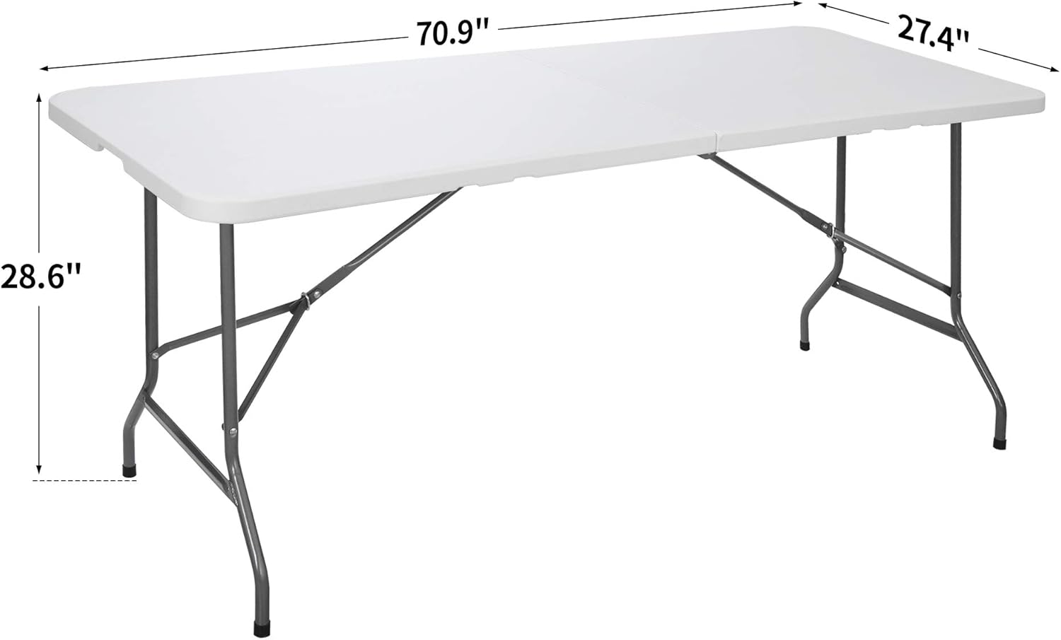 6FT Folding Table for Indoor Outdoor, Portable Heavy Duty Fold-in-Half Plastic Dining Picnic Party Camping Table with Carrying Handle https://www.amazon.com/dp/B08DKXWN6P