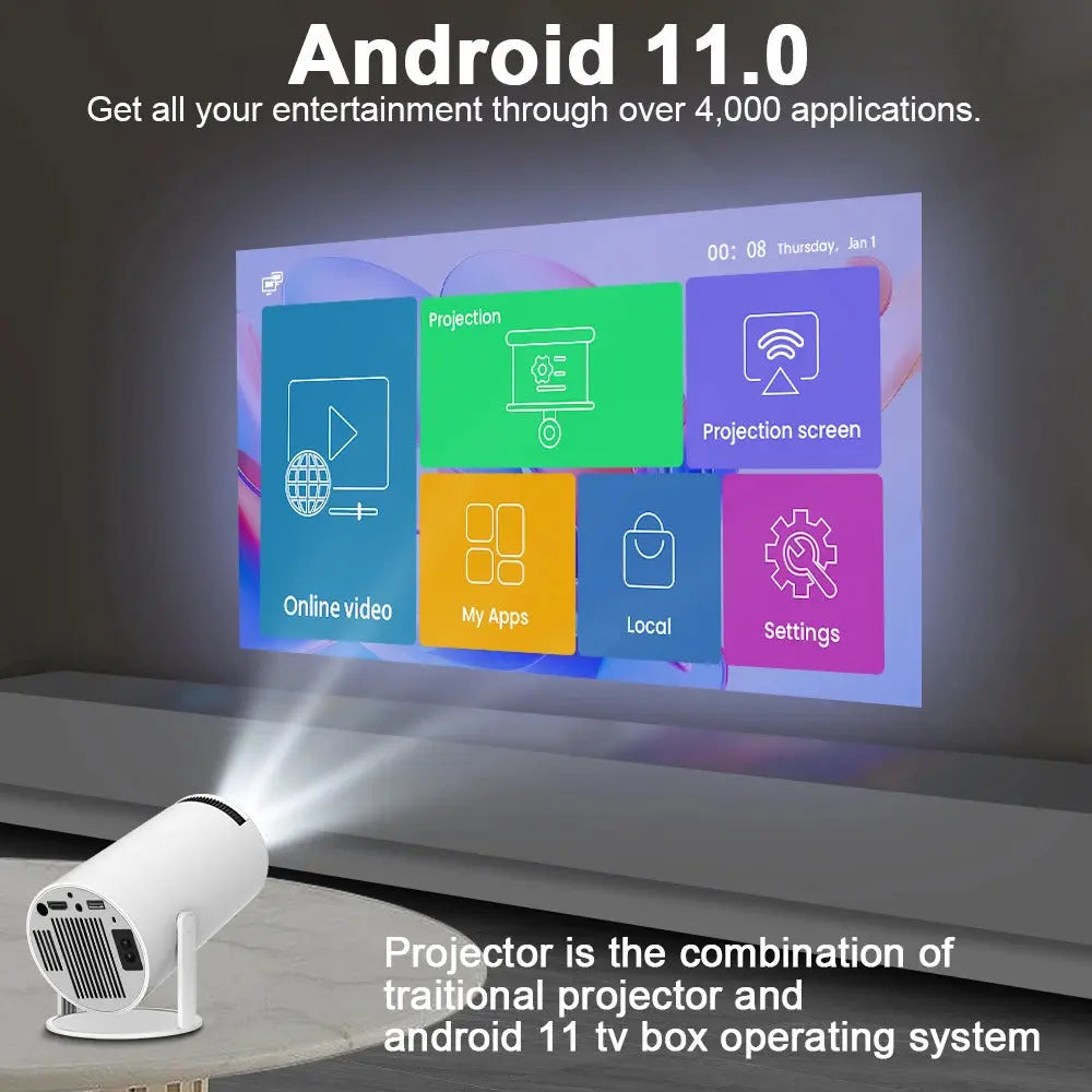 Projector HY300 PRO 4K Android 11 Dual Wifi6 260ANSI Allwinner H713 BT5.0 1080P 1280*720P Home Cinema Outdoor Projetor https://www.aliexpress.com/item/3256806122847173.html