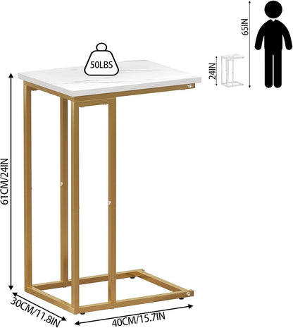 Function Home C Shaped End Table, Small Side Tables for Sofa Bed, Couch Tables That Slide Under, Drink Snack Table for Living Room Bedroom Small Space, White Wood Top and Gold Metal Frame https://www.amazon.com/dp/B0BNFMGQQ1