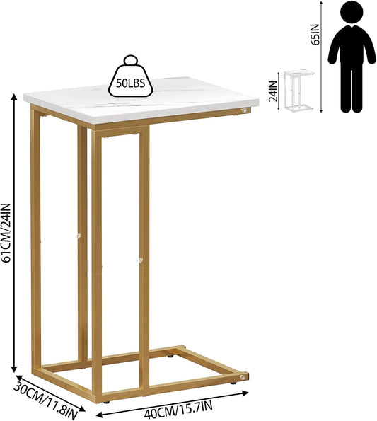 Function Home C Shaped End Table, Small Side Tables for Sofa Bed, Couch Tables That Slide Under, Drink Snack Table for Living Room Bedroom Small Space, White Wood Top and Gold Metal Frame https://www.amazon.com/dp/B0BNFMGQQ1