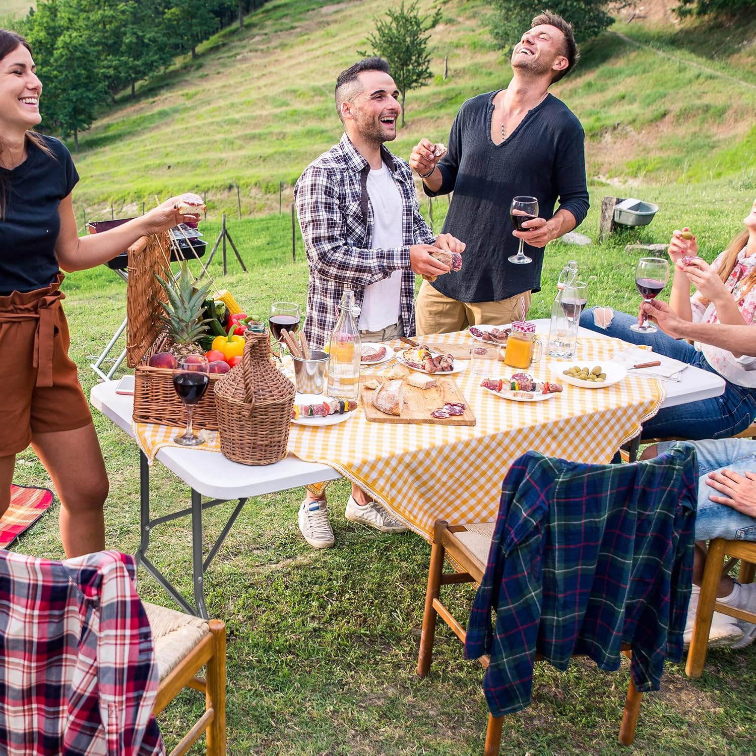 6FT Folding Table for Indoor Outdoor, Portable Heavy Duty Fold-in-Half Plastic Dining Picnic Party Camping Table with Carrying Handle https://www.amazon.com/dp/B08DKXWN6P