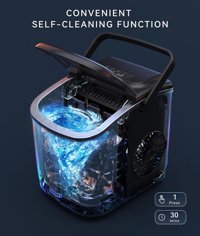 Portable Countertop Ice Maker, 9 Ice Cubes in 6 Minutes, 26 lbs Daily Output,Self-Cleaning with Ice Bags, Scoop, and Basket Kitchenware Home https://shop.tiktok.com/view/product/1729385932735549897?region=US&locale=zh