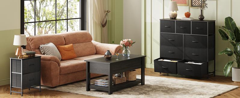 Fabric Storage Tower with 9 Drawers, Bedroom Drawer Dresser Organizer, Chest of Drawers with Fabric Bins, Steel Frame and Wood Top https://shop.tiktok.com/view/product/1730754946365821299?region=US&locale=zh
