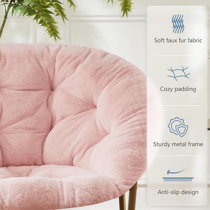 Comfy Saucer Chairs Cozy Faux Fur Soft Lounge Cute Folding Bedroom Living Room Seat Flexible Reading Foldable Seating for Kids Adults Thick Padded Metal Frame Modern for Home Office Pink https://www.amazon.com/dp/B0DNHT6N4D