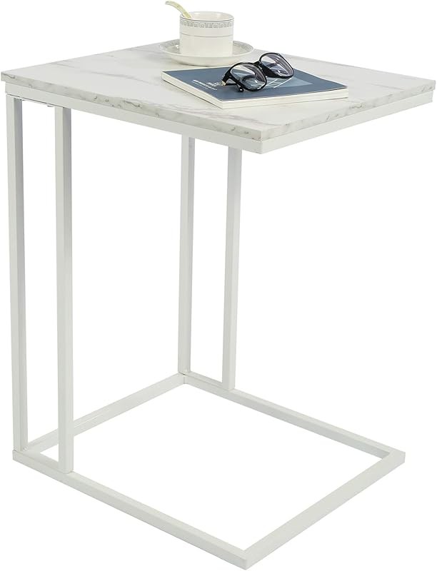 Function Home C Shaped End Table, Small Side Tables for Sofa Bed, Couch Tables That Slide Under, Drink Snack Table for Living Room Bedroom Small Space, White Wood Top and Gold Metal Frame https://www.amazon.com/dp/B0BNFMGQQ1
