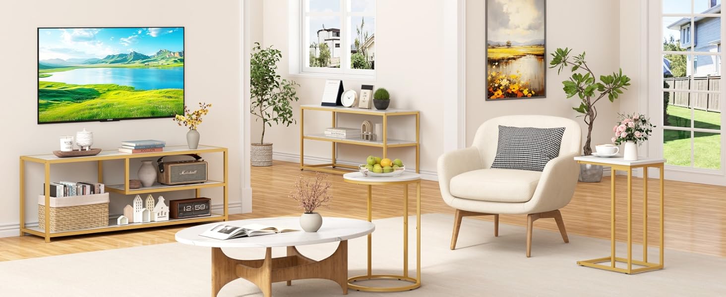 Function Home C Shaped End Table, Small Side Tables for Sofa Bed, Couch Tables That Slide Under, Drink Snack Table for Living Room Bedroom Small Space, White Wood Top and Gold Metal Frame https://www.amazon.com/dp/B0BNFMGQQ1