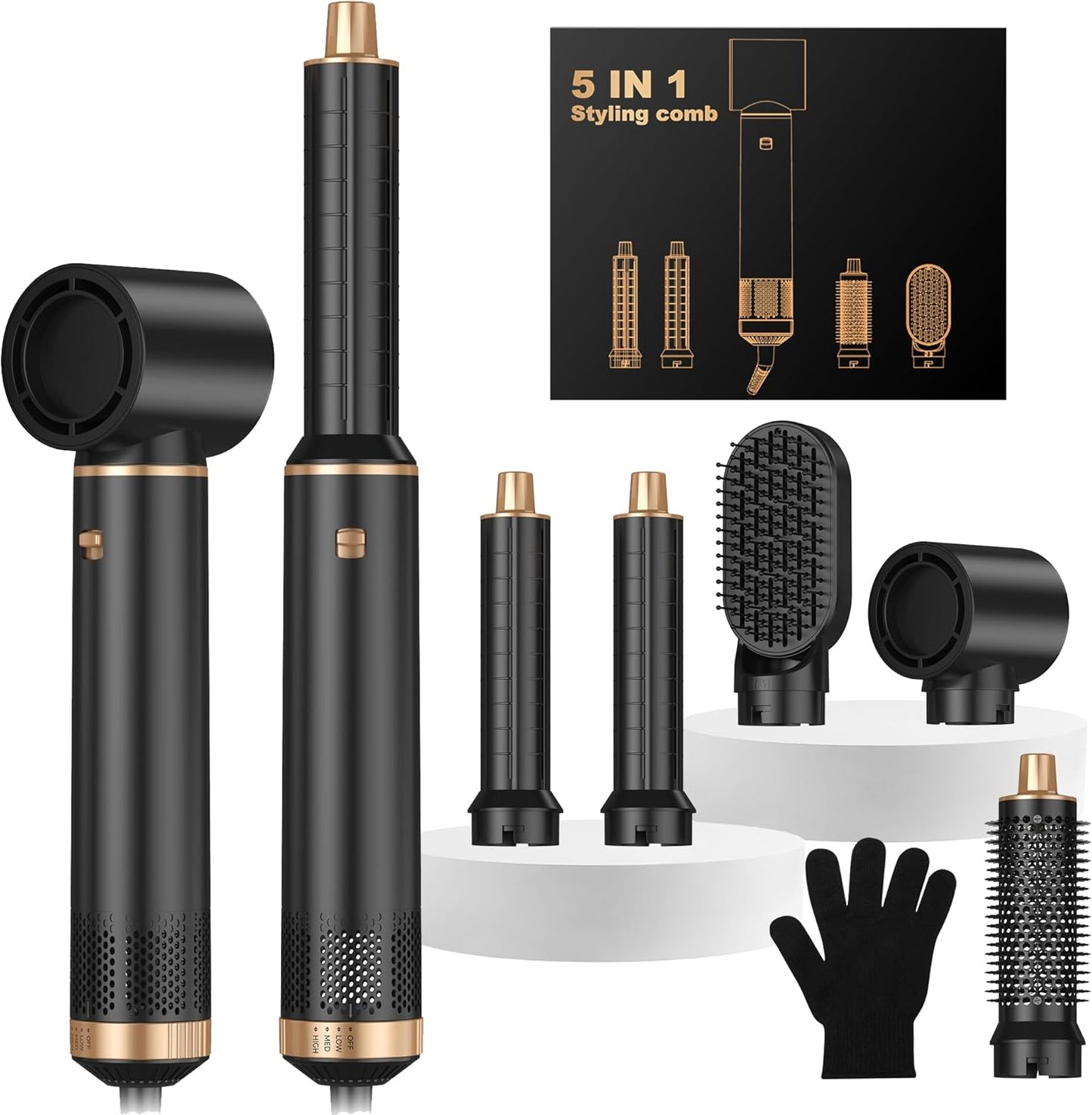 Blow Dryer Brush 5 in 1 Air Styler – Low Speed Hot Air Brush for Gentle Drying, Ceramic Ionic Technology to Reduce Damage, Create Waves, Curls & Sleek Styles with Less Heat & Frizz https://www.amazon.com/dp/B0F2MKG2LW