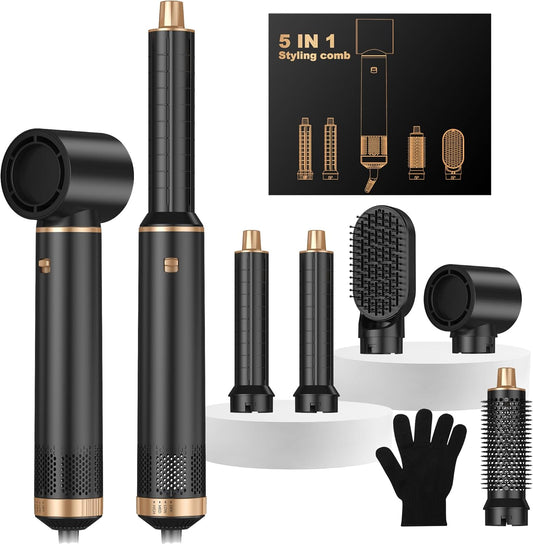 Blow Dryer Brush 5 in 1 Air Styler – Low Speed Hot Air Brush for Gentle Drying, Ceramic Ionic Technology to Reduce Damage, Create Waves, Curls & Sleek Styles with Less Heat & Frizz https://www.amazon.com/dp/B0F2MKG2LW