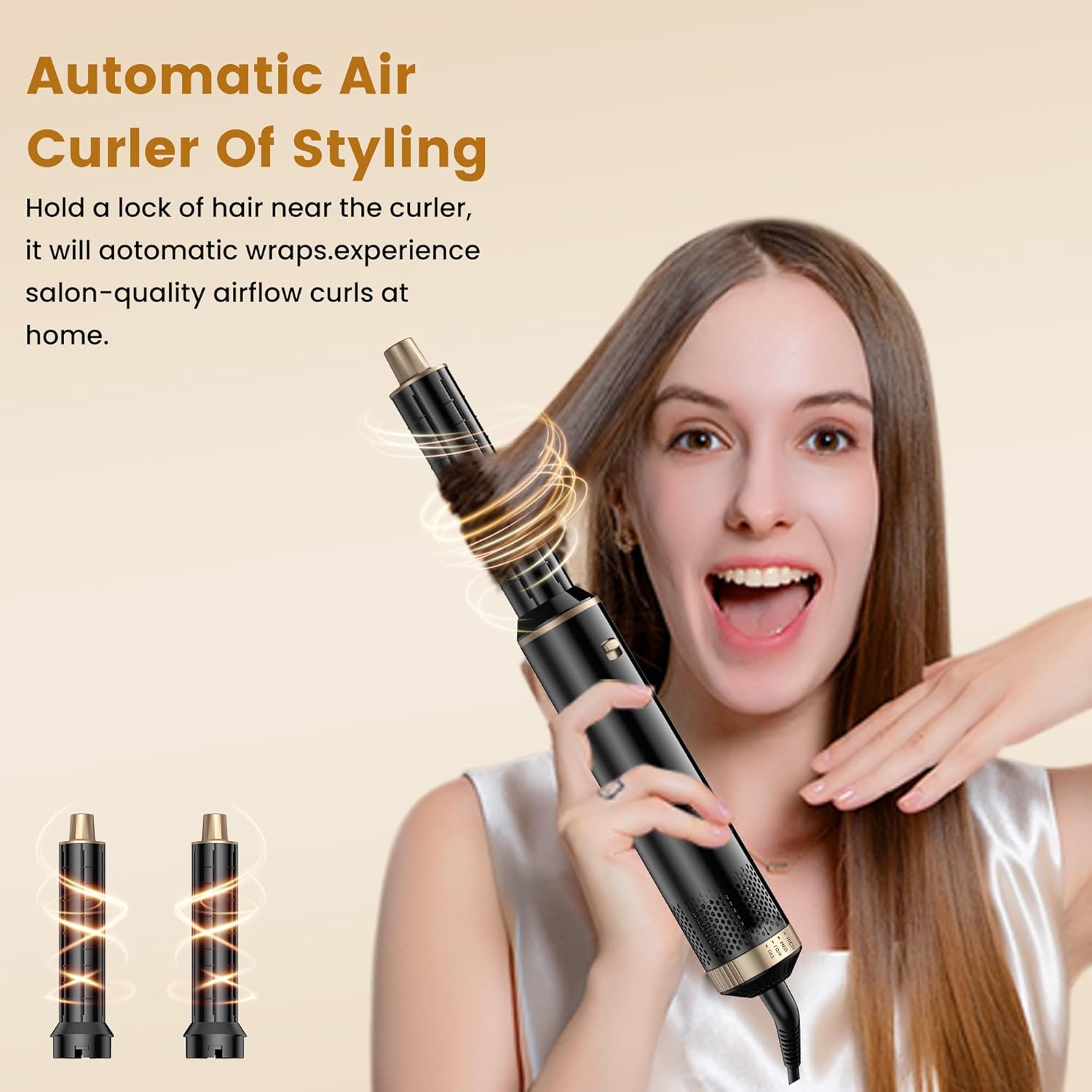 Blow Dryer Brush 5 in 1 Air Styler – Low Speed Hot Air Brush for Gentle Drying, Ceramic Ionic Technology to Reduce Damage, Create Waves, Curls & Sleek Styles with Less Heat & Frizz https://www.amazon.com/dp/B0F2MKG2LW