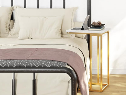 Function Home C Shaped End Table, Small Side Tables for Sofa Bed, Couch Tables That Slide Under, Drink Snack Table for Living Room Bedroom Small Space, White Wood Top and Gold Metal Frame https://www.amazon.com/dp/B0BNFMGQQ1