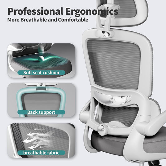 Office Chair Ergonomic Desk Chair, 330 LBS Home Mesh Office Desk Chairs with Wheels, Comfortable Gaming Chair, High Back Office Chair for Long Hours (White) https://www.amazon.com/dp/B0CG6TN45R