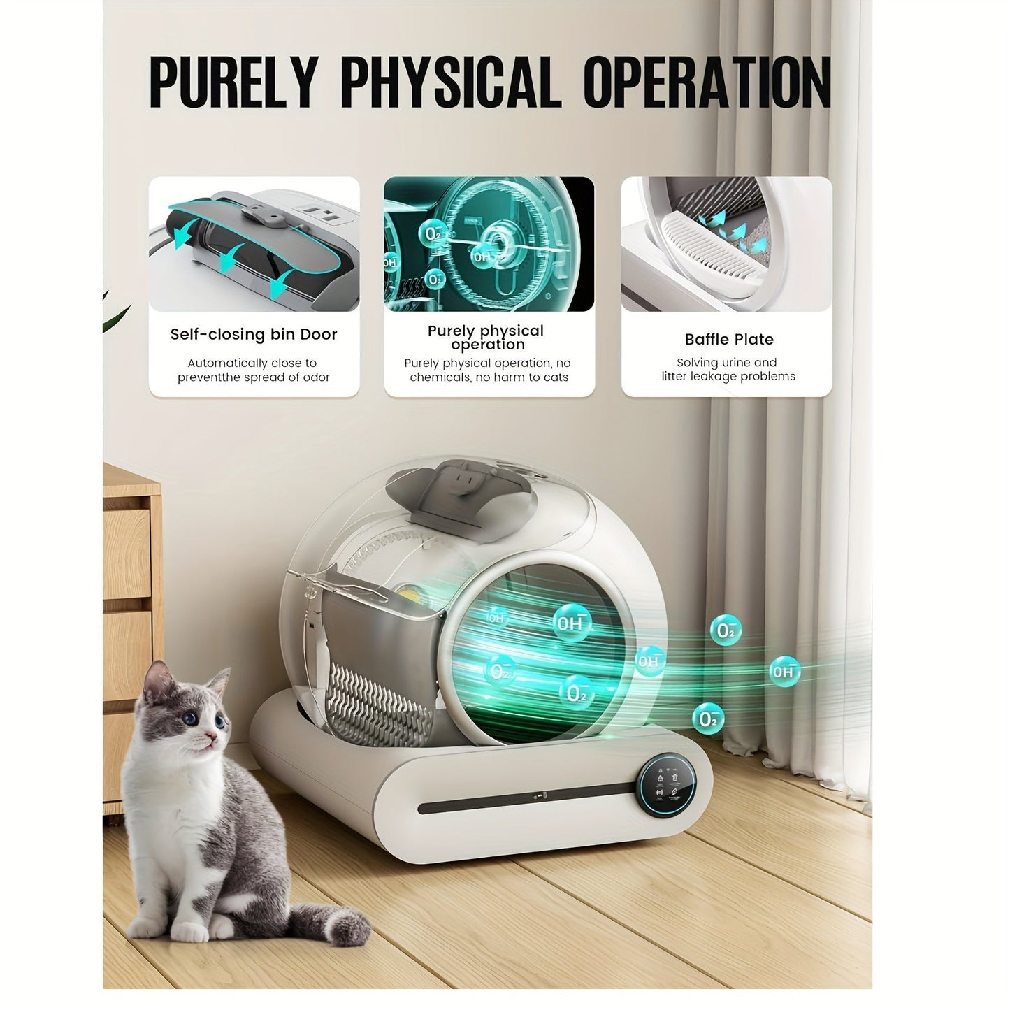 Self-Cleaning Litter Box with Automatic App-Controlled Waste Disposal, 65L + 9L Large Capacity, Wi-Fi Enabled, Oval Design & Cushioned Pad for Multiple Cats - US Plug, Cat Litter Box, JIA XI https://www.temu.com/search_result.html?search_key=601099558364700