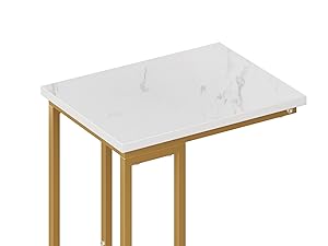Function Home C Shaped End Table, Small Side Tables for Sofa Bed, Couch Tables That Slide Under, Drink Snack Table for Living Room Bedroom Small Space, White Wood Top and Gold Metal Frame https://www.amazon.com/dp/B0BNFMGQQ1